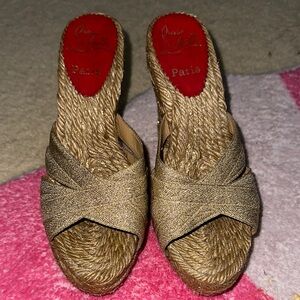 Christian Louboutin Gold Espadrille Shoes